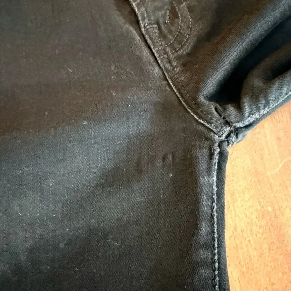Mother‎ The Hustler Ankle Fray Black Wash Stretch Jeans Raw Hem Womens 24 Edgy